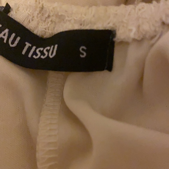 Beau Tissu Cream Crochet Lace Open Back Sleeveless Halter Romper - Picture 8 of 9